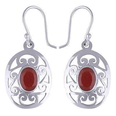 925 Sterling Silver Carnelian Earrings - R3500470-157