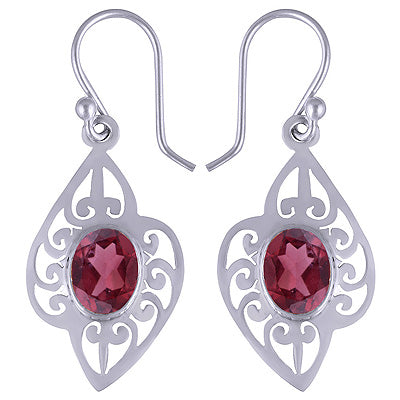 925 Sterling Silver Garnet Earrings - R3500477-70