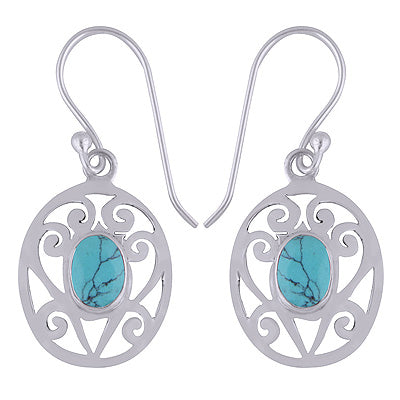 925 Sterling Silver Turquoise Earrings - R3500513-120