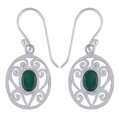 925 Sterling Silver Green Onyx Earrings - R3500513-122