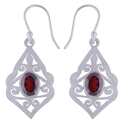 925 Sterling Silver Garnet Earrings - R3500521-129