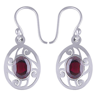925 Sterling Silver Garnet Earrings - R3500529-50