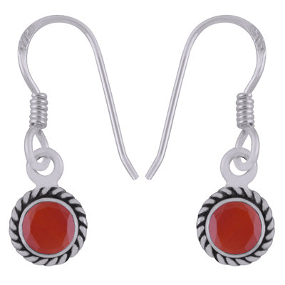 Gorgeous Twisted Wire Work Around Carnelian Round Shape 925 Sterling Solid Silver Earrings - R3500542-72
