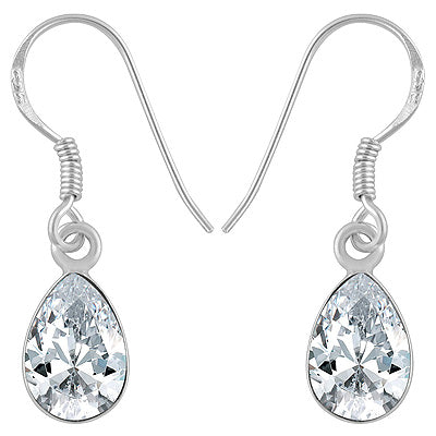 Stunning Beautiful Gemstone White Cubic Zirconia Pear Shape 925 Sterling Solid Silver Dangle Earrings - R3500549-11
