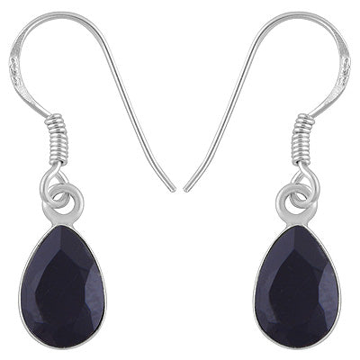 Stunning Beautiful Gemstone Black Onyx Pear Shape 925 Sterling Solid Silver Dangle Earrings - R3500549-14