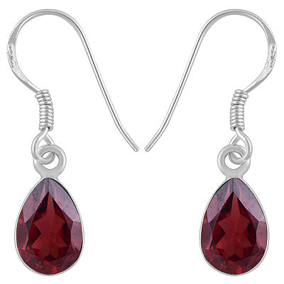 Stunning Beautiful Gemstone Garnet Pear Shape 925 Sterling Solid Silver Dangle Earrings - R3500549-4
