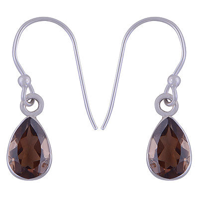 Stunning Beautiful Gemstone Smoky Topaz Pear Shape 925 Sterling Solid Silver Dangle Earrings - R3500549-82