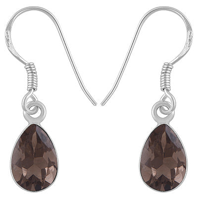 Stunning Beautiful Gemstone Smoky Topaz Pear Shape 925 Sterling Solid Silver Dangle Earrings - R3500549-9