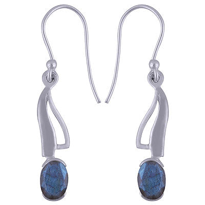 Alluring Unique Design Using Gemstone Labradorite Oval Shape 925 Sterling Solid Silver Dangle Earrings - R3500576-32