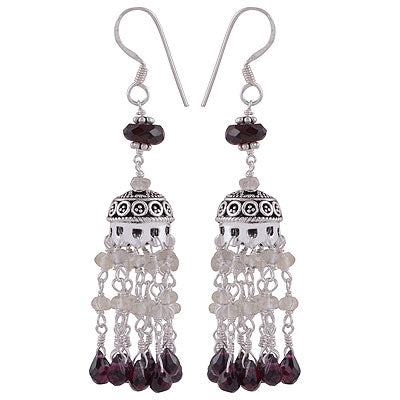 Gorgeous Hanging Beads Garnet,Crystal Irregular Shape 925 Sterling Solid Silver Dangle Earrings - R3500611-27