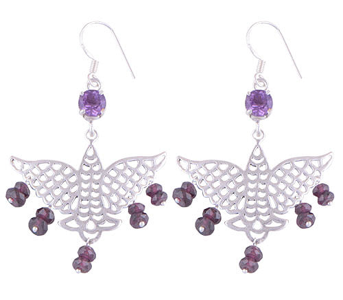 925 Sterling Silver Garnet Amethyst Earrings - R3500628-5