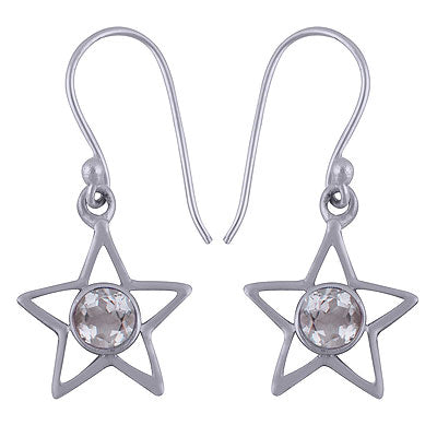 Alluring star Pattern around Crystal Round Shape 925 Sterling Solid Silver Earrings - R3500632-111