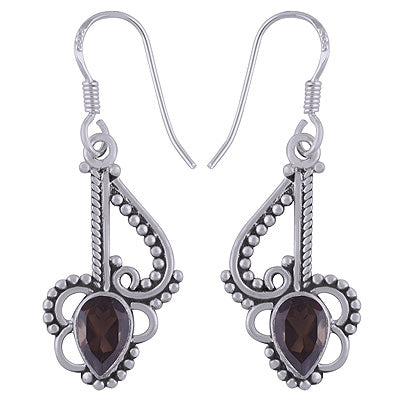 Gorgeous Handwork Around Smoky Topaz Pear Shape 925 Sterling Solid Silver Dangle Earrings - R3500638-21