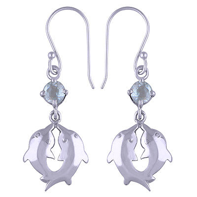 925 Sterling Silver Blue Topaz Earrings - R3500812-19
