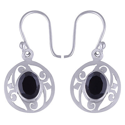 925 Sterling Silver Black Onyx Earrings - R3500859-60