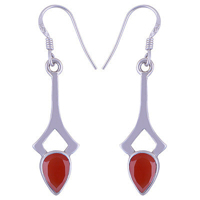 Alluring Edgy Design Around Carnelian Pear Shape 925 Sterling Solid Silver Dangle Earrings - R3500903-27