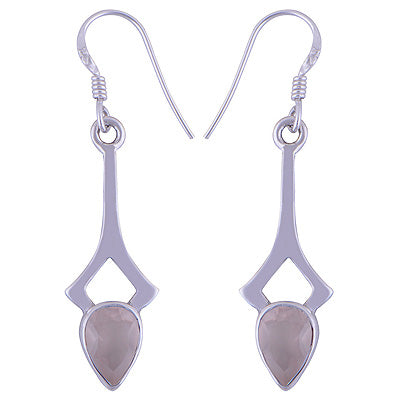 Alluring Edgy Design Around Rose Quartz Pear Shape 925 Sterling Solid Silver Dangle Earrings - R3500903-29