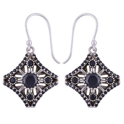 925 Sterling Silver Black Cubic Zirconia Earrings - R3500921-1