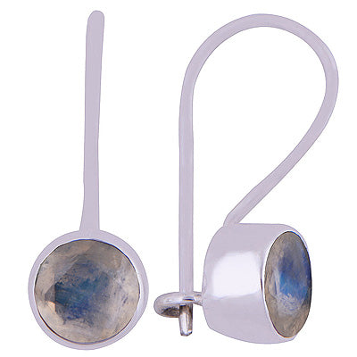 Stunning Gemstone Rainbow Moonstone Round Shape 925 Sterling Solid Silver Earrings - R3500923-18