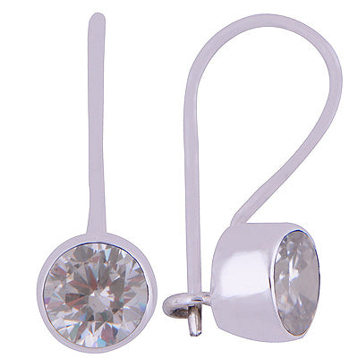 Stunning Gemstone White Cubic Zirconia Round Shape 925 Sterling Solid Silver Earrings - R3500923-42