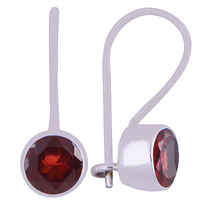 Stunning Gemstone Garnet Round Shape 925 Sterling Solid Silver Earrings - R3500923-6