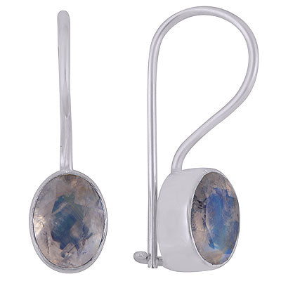 Beautiful Handwork Around Rainbow Moonstone Oval Shape 925 Sterling Solid Silver Dangle Earrings - R3500924-75