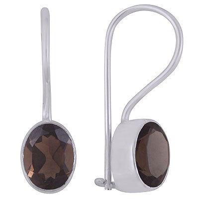 Beautiful Handwork Around Smoky Topaz Oval Shape 925 Sterling Solid Silver Dangle Earrings - R3500924-77
