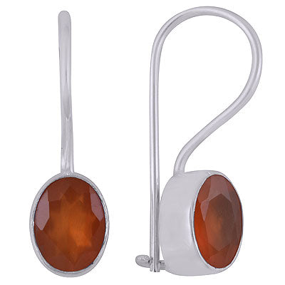 Beautiful Handwork Around Carnelian Oval Shape 925 Sterling Solid Silver Dangle Earrings - R3500924-79