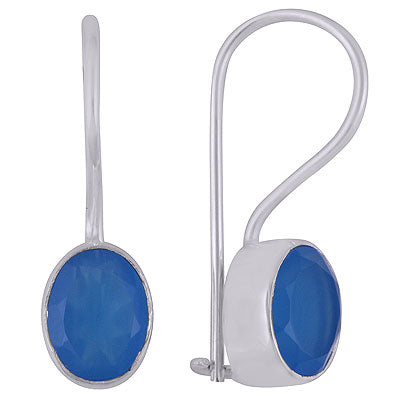 Beautiful Handwork Around Blue Chalcedony Oval Shape 925 Sterling Solid Silver Dangle Earrings - R3500924-81