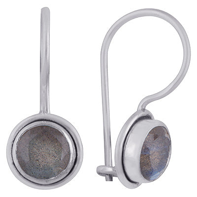Beautiful Seated Gemstone Labradorite Round Shape 925 Sterling Solid Silver Earrings - R3500926-46
