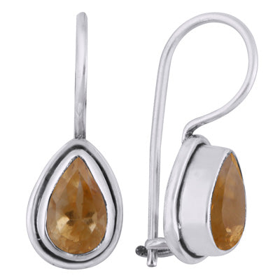 Plain Wire Around Citrine Pear Shape 925 Sterling Solid Silver Earrings - R3500931-35
