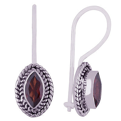 925 Sterling Silver Garnet Earrings - R3500935-85