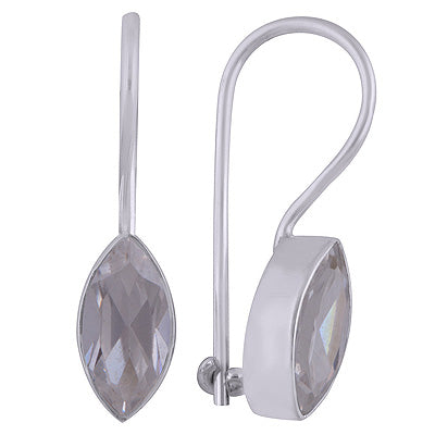 Beautiful Shape Gemstone White Cubic Zirconia Marquise Shape 925 Sterling Solid Silver Earrings - R3500937-28