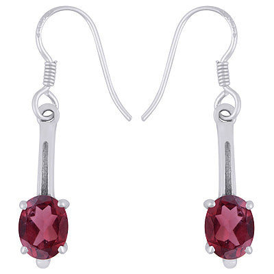 Beautiful Handcrafted Elongated Gemstone Garnet Oval Shape 925 Sterling Solid Silver Dangle Earrings - R3500941-52