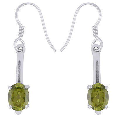 Beautiful Handcrafted Elongated Gemstone Peridot Oval Shape 925 Sterling Solid Silver Dangle Earrings - R3500941-53