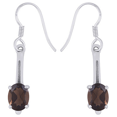 Beautiful Handcrafted Elongated Gemstone Smoky Topaz Oval Shape 925 Sterling Solid Silver Dangle Earrings - R3500941-58
