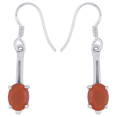 Beautiful Handcrafted Elongated Gemstone Carnelian Oval Shape 925 Sterling Solid Silver Dangle Earrings - R3500941-59