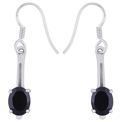 Beautiful Handcrafted Elongated Gemstone Black Onyx Oval Shape 925 Sterling Solid Silver Dangle Earrings - R3500941-62