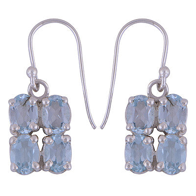 925 Sterling Silver Blue Topaz Earrings - R3500950-1