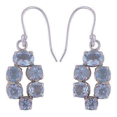 925 Sterling Silver Blue Topaz Earrings - R3500951-1
