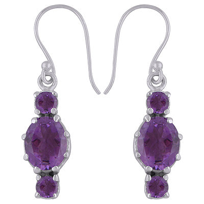 925 Sterling Silver Amethyst Earrings - R3500959-16