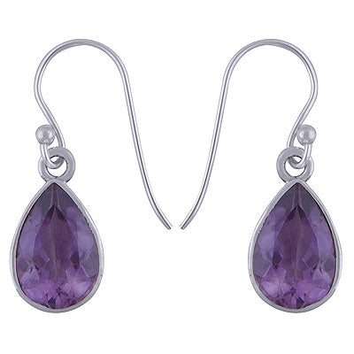 Beautiful Plain Amethyst Pear Shape 925 Sterling Solid Silver Dangle Earrings - R3500960-1