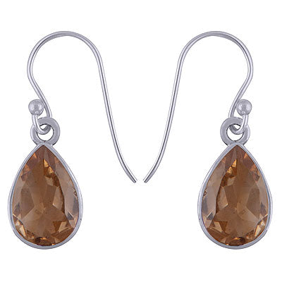 Beautiful Plain Citrine Pear Shape 925 Sterling Solid Silver Dangle Earrings - R3500960-10