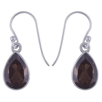 Beautiful Plain Smoky Topaz Pear Shape 925 Sterling Solid Silver Dangle Earrings - R3500960-27