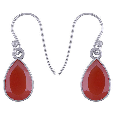 Beautiful Plain Carnelian Pear Shape 925 Sterling Solid Silver Dangle Earrings - R3500960-30