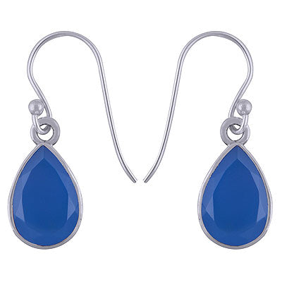 Beautiful Plain Blue Chalcedony Pear Shape 925 Sterling Solid Silver Dangle Earrings - R3500960-33