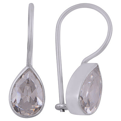 Alluring Gemstone White Cubic Zirconia Pear Shape 925 Sterling Solid Silver Dangle Earrings - R3500966-89