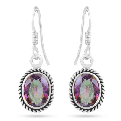 Alluring Twisted Wire Work Around Mystic Topaz Oval Shape 925 Sterling Solid Silver Dangle Earrings - R3500988-3