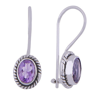 925 Sterling Silver Amethyst Earrings - R3501001-1