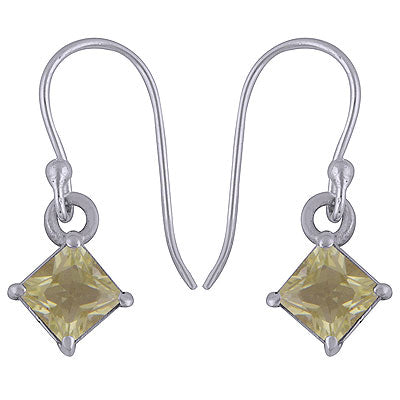 Alluring Prong Setting Around Lemon Topaz Round Shape 925 Sterling Solid Silver Dangle Earrings - R3501006-25